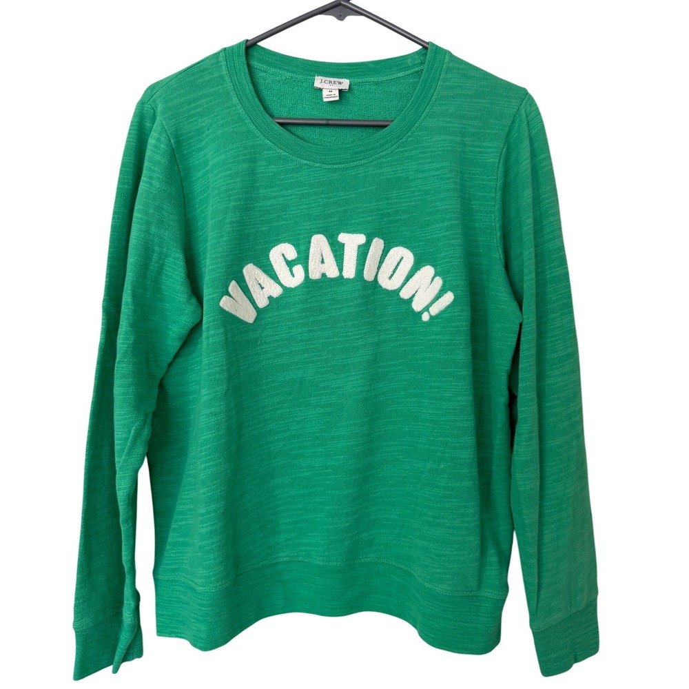J.Crew Green Vacation Graphic Slub French Terry Sweatshirt Medium AO917